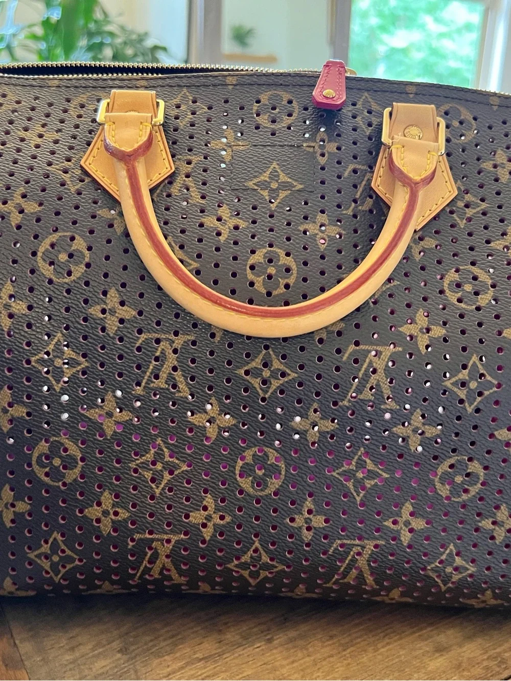 Louis Vuitton Limited Edition Monogram Perforated Speedy 30 in Fuchsi